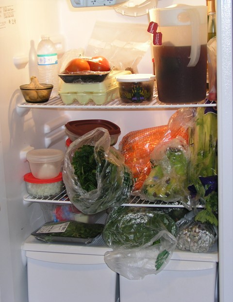 Photo of groceries in the fridge